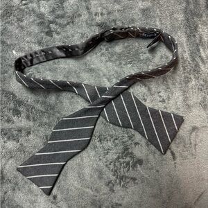 Dark Grey Striped Bow Tie